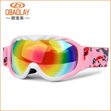 Детские лыжные очки, анти-туман, UV400, двойные линзы, зимние очки для сноуборда, очки для мальчиков и девочек, лыжные очки