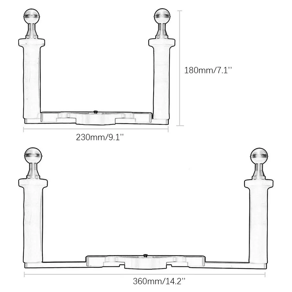 Diving Camera Stabilizer Underwater Grip Handheld Holder Double-Arm Tray Support Stabilizer Holder Cage Selfie Mount For GoPro