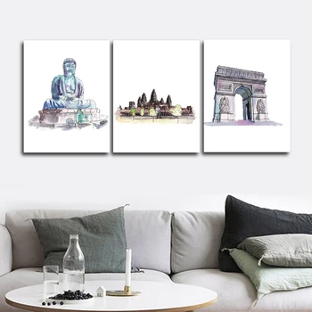 

Chinese Places of Famous Wall Picture Poster Print Canvas Painting Calligraphy for Living Room Bedroom Home Decor Frameless