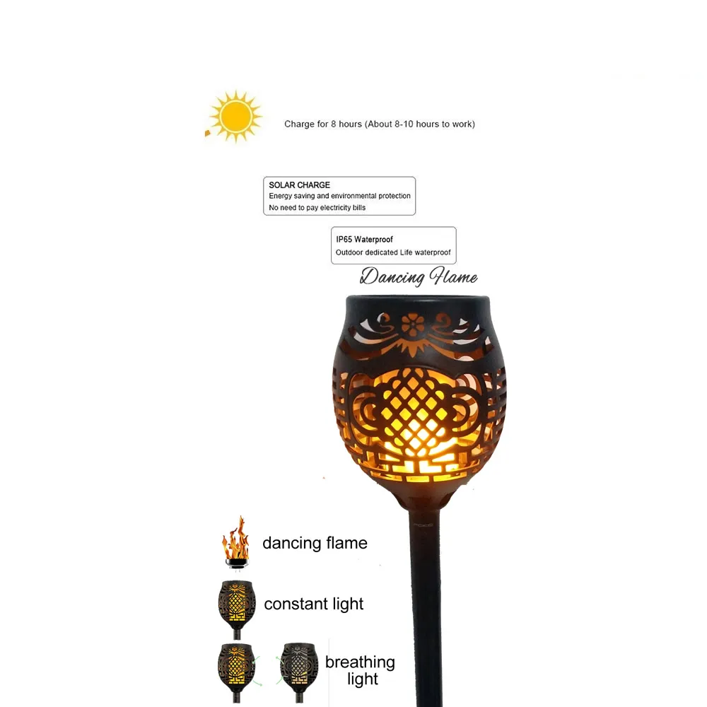 

3pcs/lot Solar 96 LED Lawn flame Torch Lights 3 mode wireless strips bulb lamp waterproof for outdoor camps landscape home stree