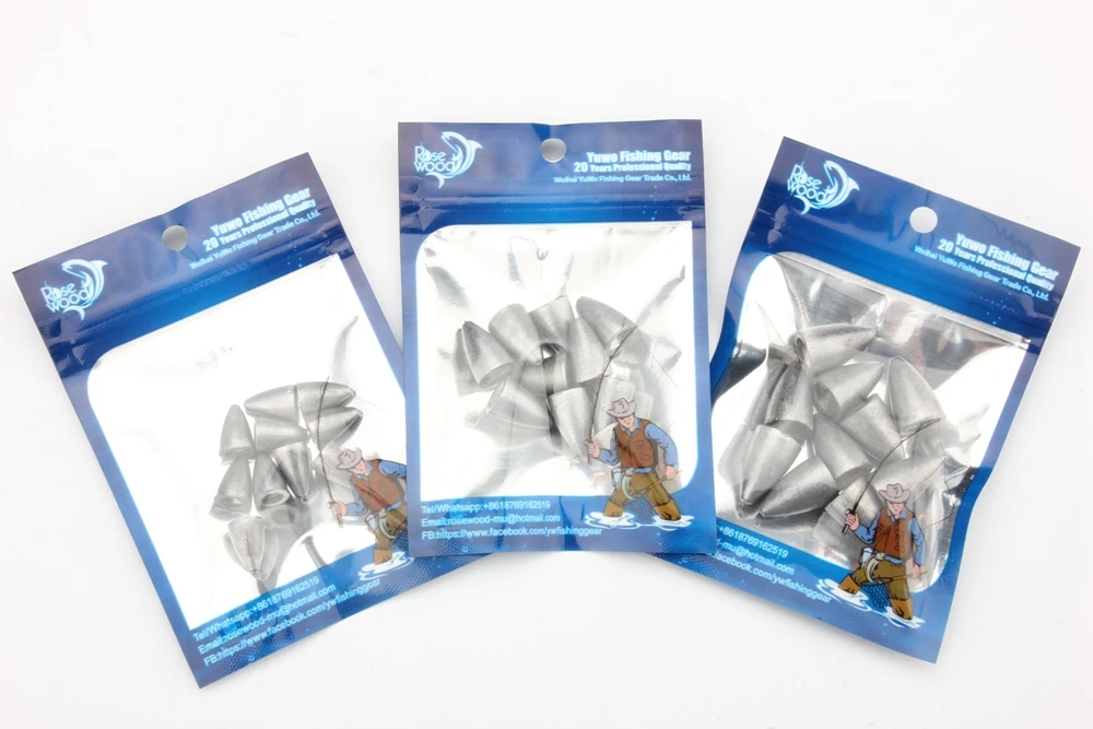 ROSEWOOD 8pcsLot Lead Bait Bullet Weights 3g6g9g Sinker Jig Head Worm Soft Bait Texas-Rigging Fishing Tackle  (2)