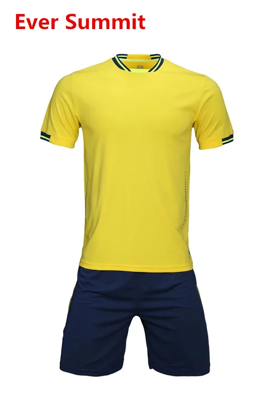 Футбольные Джерси Ever Summit S1614 футбольные тренировочные наборы пустая версия дизайн клиента настроить логотип DIY создать команду Джерси человек - Цвет: yellow