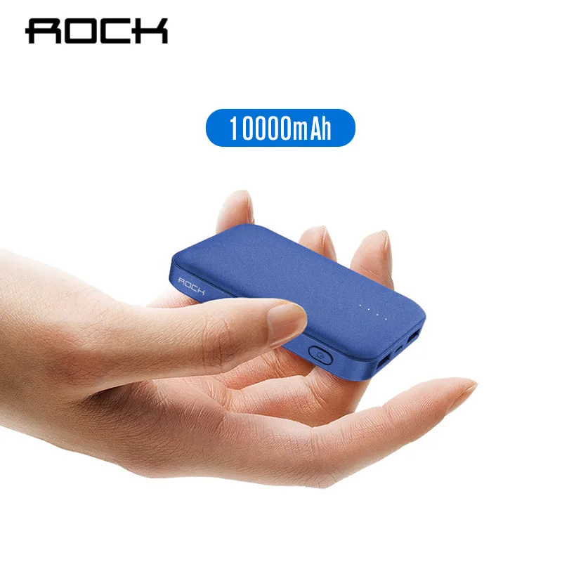 

ROCK 10000mAh Mini Power Bank External Battery Charger Portable Charger Dual USB PD+QC Powerbank for iphone X Samsung Xiaomi
