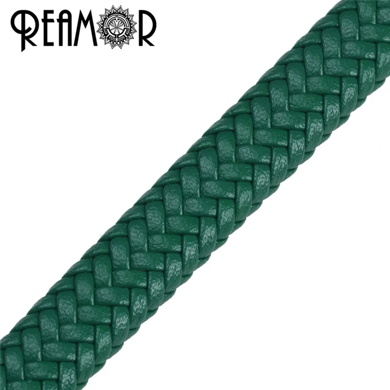 REAMOR 12*6 мм шириной супер волокна ПУ плетеный кожаный веревочный шнур для изготовления ювелирных изделий Браслеты ювелирные изделия-аксессуары DIY - Цвет: Green
