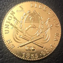 1835 La Rioja 8 дюймов Provincias del rio de la plata Gold Имитация монеты 35 мм