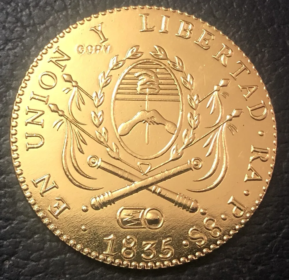 1835 La Rioja 8 Escudos Provincias del rio de la plata Золотая копия монеты 35 мм | Дом и сад