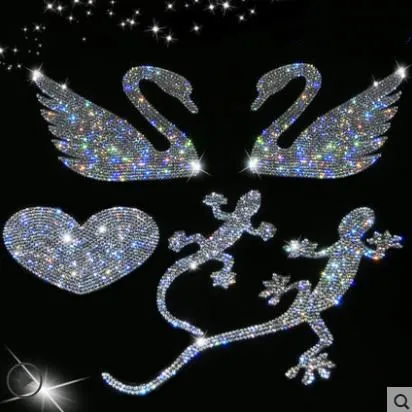 

Car swan crystal full diamond inlaid rhinestone big gecko safe car stickers love diamond stickers snowflake hot-348