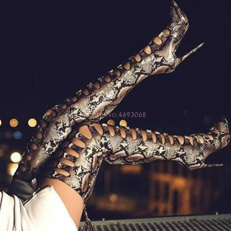 En Découpes Pour Sexy Toe Fringe Femmes Les Peep 2019 D'équitation Hauts Picture Daim as Bottes As Serpent Talons Sandale Lacets Cuissardes Picture Gland À YFpxwp67Cq