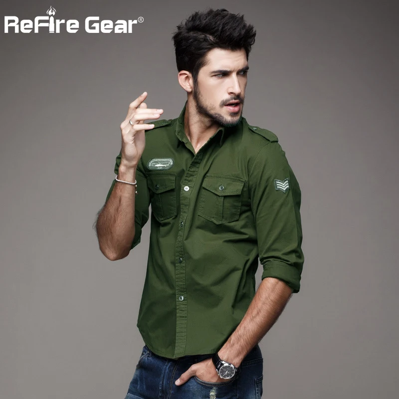 Рубашка мужская Армейская с длинным рукавом|military shirt men|military shirtbrand men |