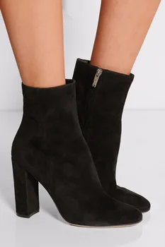 

Fashion Ladies Women Spring Autumn Winter Block Heel Ankle Boots Round Toe Booties Zipper Black Party Dress Shoes