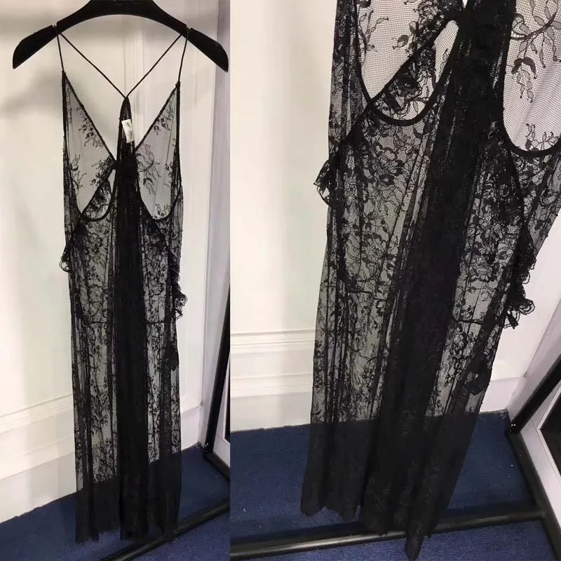

2018 women summer dress mesh fabric sexy black beach dress unique lace sarafans casual vestidos de fiesta fashion sukienki