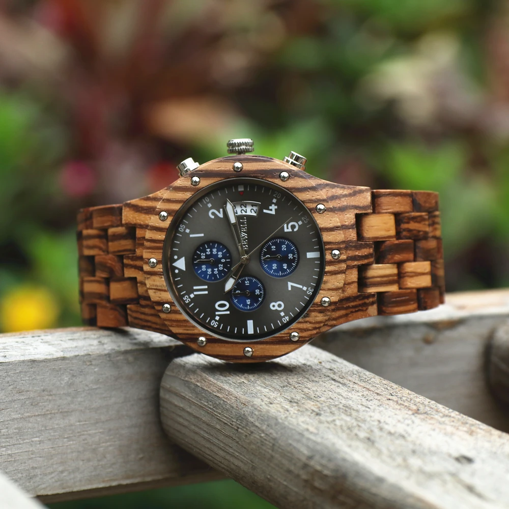 BEWELL мужские наручные часы лучший бренд роскошные деревянные кварцевые часы saat хронограф Relogio Masculino Прямая поставка поставщика 109D