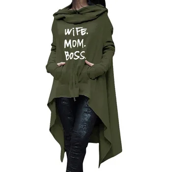 

2018 New Fashion Wife MOM BOSS Print Hoodies Sweatshirts Women Femmes Casual Loog Sleeve Hooded Plus Size Female Pullovers