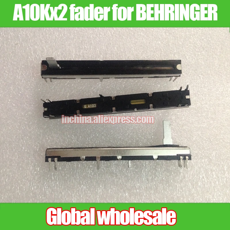 

2pcs Straight Slide Potentiometer A10Kx2 A103 for BEHRINGER 2004 Mixer / 75mm Fader A10K Handle Length 15MM