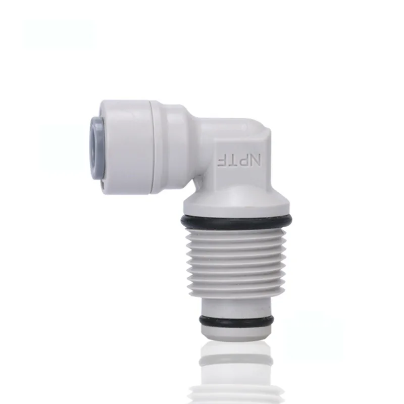 

3/8" NPT Male Thread - 1/4'' OD Tube RO Water Quick Connector Elbow Tight Junction Double Sealing PE Pipe Fitting