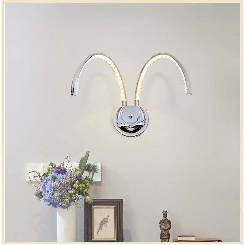 

modern led k9 crystal wall light bedroom led light nordic art deco sconces light chrome elegant lamp wall mounted crystal 14W