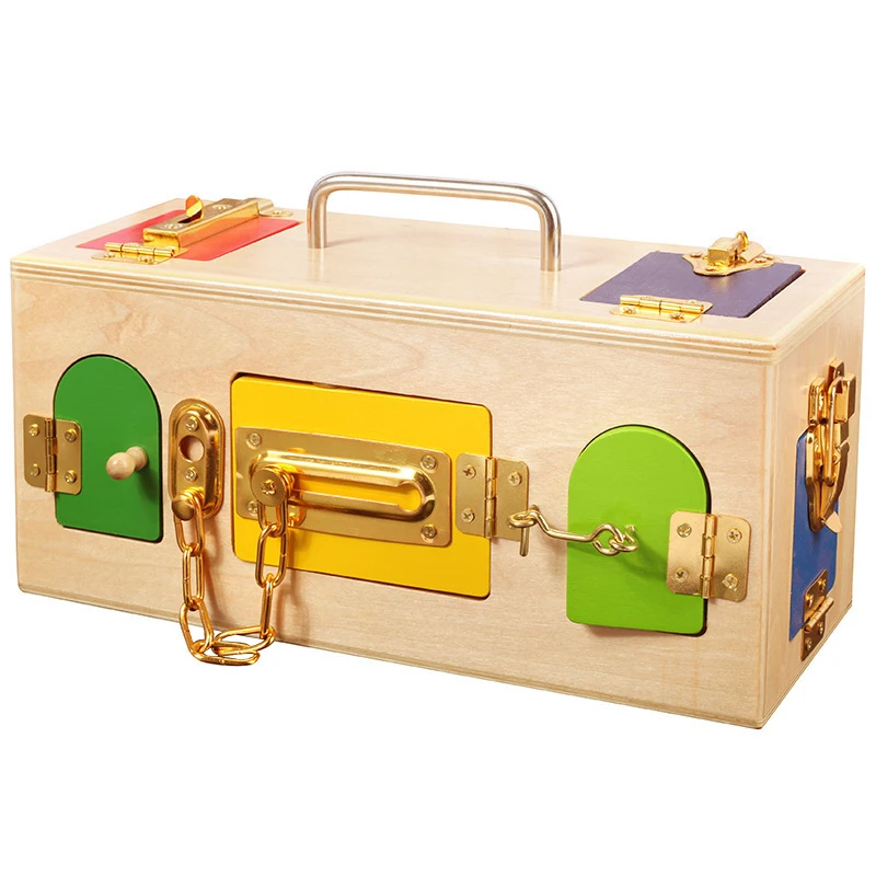  Montessori wooden lock box early childhood education preschool education baby unlock box kindergart - 32990147712