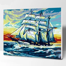 Море DIY картина по номерам ручная роспись маслом вид на море для гостиной домашнее произведение искусства, Декор настенный 40*50