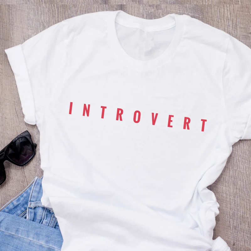 Интроверт Футболка женская принт забавные буквы Geek Nerdy футболка хлопок короткий рукав О-образный вырез женская одежда Camiseta S-3XL