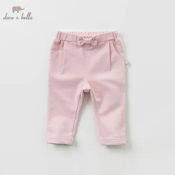 

DB10495 dave bella spring baby girls fashion printed pants children full length kids pants infant toddler pink trousers