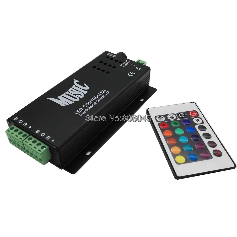 DC12V 24V 12A 4x3A Music Audio Sound Sensitive LED Controller with