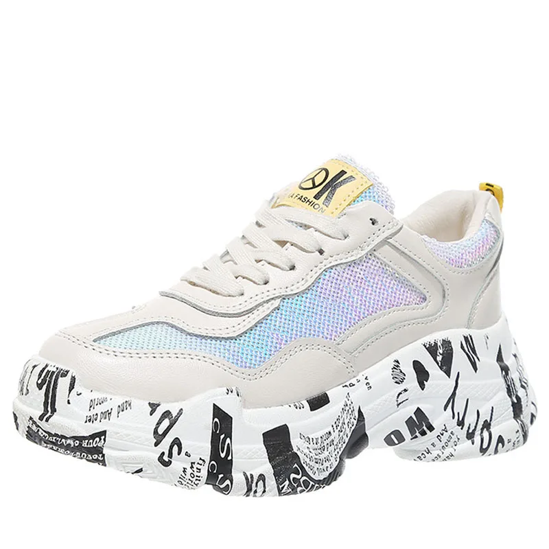 

2019Paillette Hot Sale Women's Running Shoes Athletic Walking Sport Shoes For Women Casual Fashion Ladies Sneakers Brand