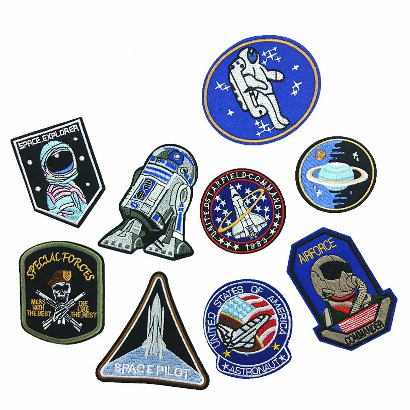 

1 PCS UFO Astral Planet Parches Embroidered Iron on Patches for Clothing DIY Stripes Clothes Alien Stickers Lips Appliques @Z