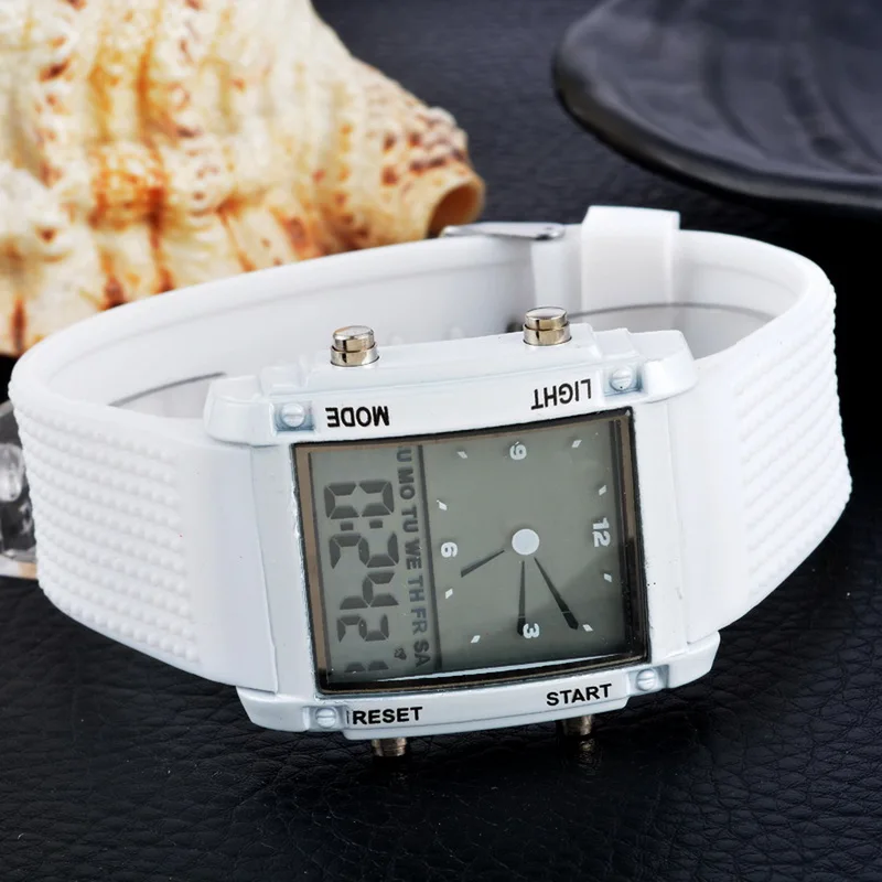 Для мужчин спортивные часы красочные светящиеся часы с двойным дисплеем электронный светодиодный спортивные часы спортивные Tracker