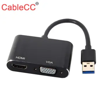

CableCC HDMI & VGA HDTV to USB 3.0 & 2.0 External Graphics Card Adapter Cable for Windows Macbook Laptop