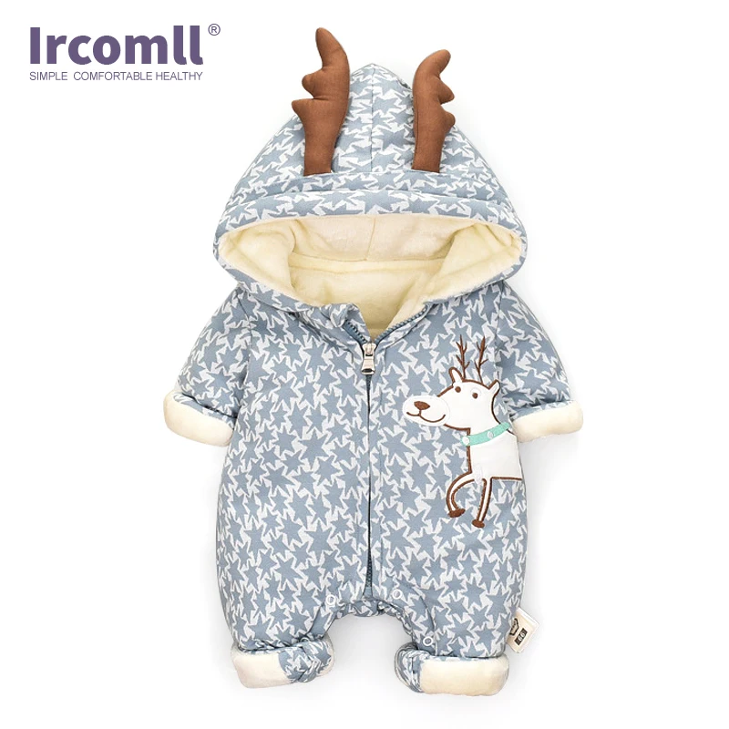 Ircomll для новорожденных девочек и мальчиков теплый комбинезон для младенцев Одежда с рождественским оленем Детский комбинезон с капюшоном одежда для малышей Зима O