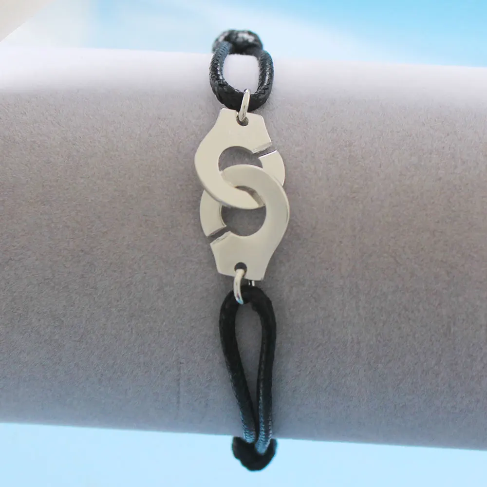 Мужские ювелирные изделия из стерлингового серебра 925 браслет наручники для женщин Bijoux с регулируемой веревкой 925 Серебряный кулон браслет для мужчин