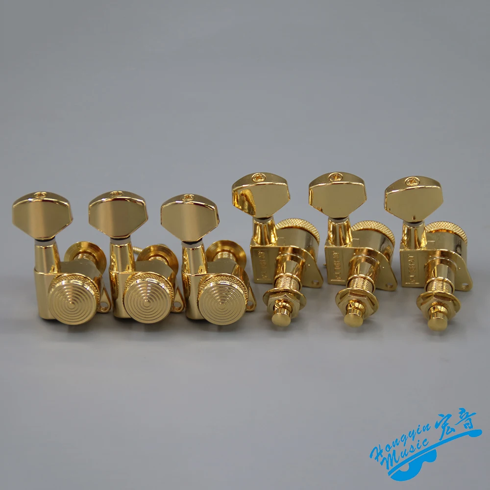 

3pcs Left And 3pcs Right Zinc Alloy Tuning Pegs Gold Keys Machine Heads For Acoustic Guitar With Lock Knob Guitar Accessories