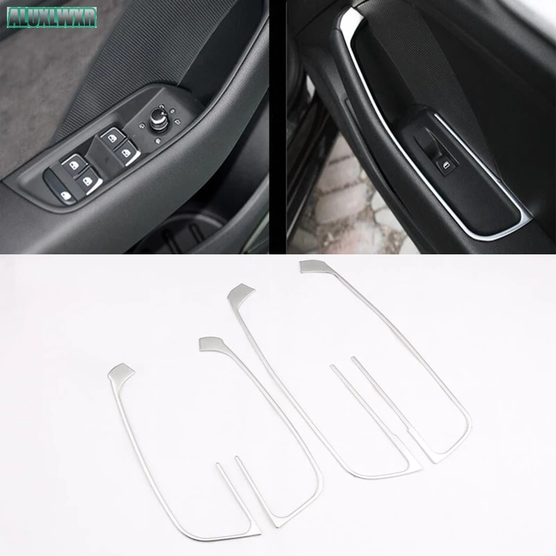 4PCS chrome stainless steel glass Lift switch panel Internal sequin fit for Audi A3 2013 2016