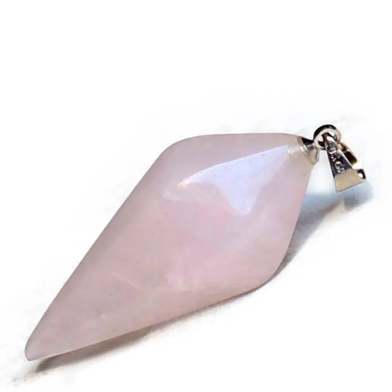 1 шт. маятник Натуральный Камень Кристалл Рейки Чакра Шестигранная Пирамида исцеляющий камень придавая кулон ожерелье кварц - Окраска металла: Pink Quartz