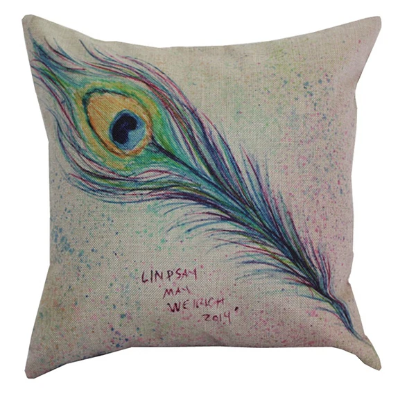 Colorful & Beautiful Vintage Peacock Feather Cover Pillowcases Back