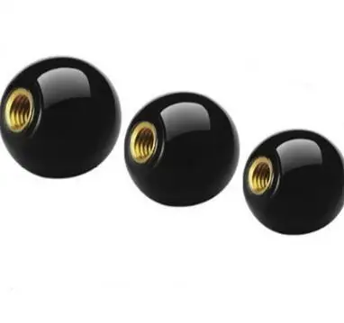 3 Pieces Black Balls Knobs Plastic Machine Handles 40mm Dia 8mm Bore