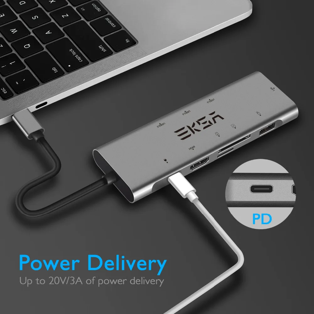 EKSA usb-хаб USB C к HDMI RJ45 Thunderbolt 3 адаптер для MacBook samsung Galaxy S9 S10 huawei mate 20 P20 Pro type C 3,0 концентратор