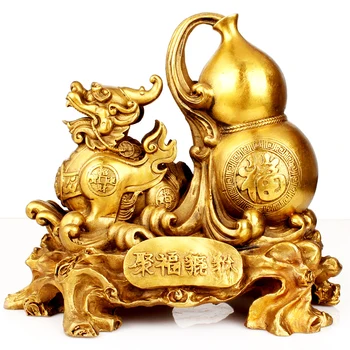 

A copper gourd dance crafts Zhaocai feng shui ornaments Home Furnishing decoration decoration