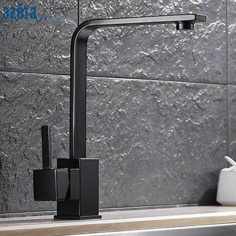 Free Shipping Black Brass 360 Degree Rotate Kitchen Sinks Faucet Single Handle Single Hole Deck Mounted Kitchen Tap MK1204B