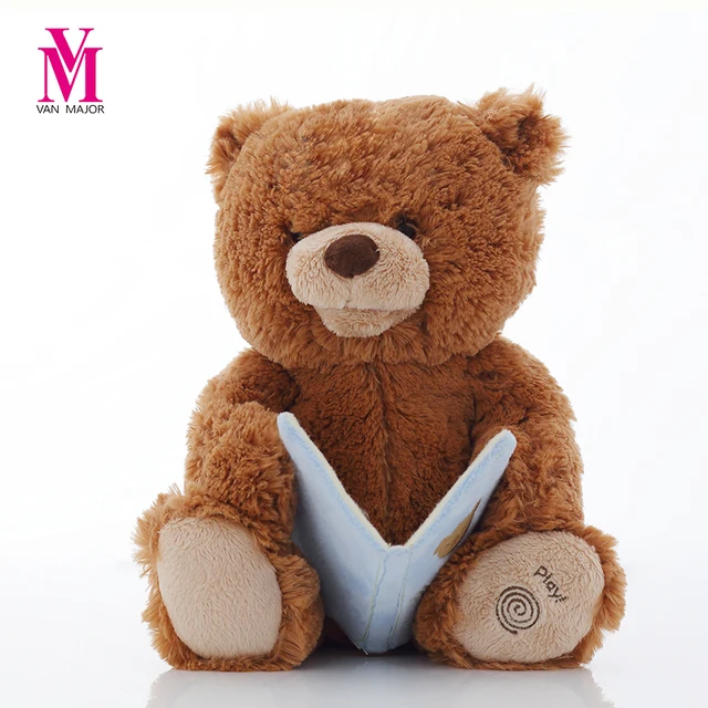 peek a boo electric teddy bear reading book bear plush doll lovely