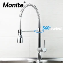 Monite водопроводный кран латунный хромированный полированный кухонный кран поворотный и вытяжной Носик сосуд Раковина Смеситель кран