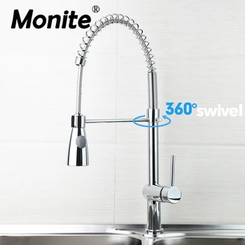 

Monite NEW Water Faucet Brass Chrome Polished Kitchen Faucet Swivel & Pull Down Spout Vessel Sink Mixer Tap