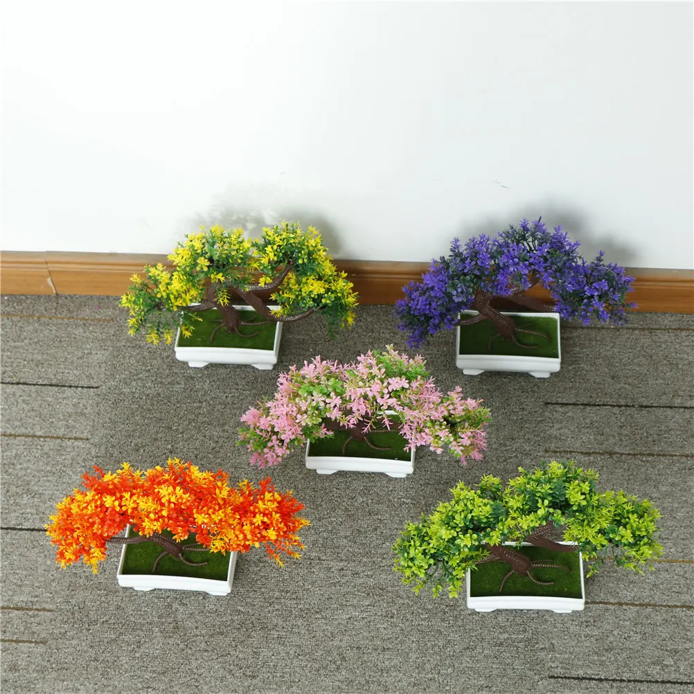 Artificial Bonsai Trees For Home Party Decorations Square Pots Bonsai Tree Plant Pine Tree Garland Fake Bonsai Tree