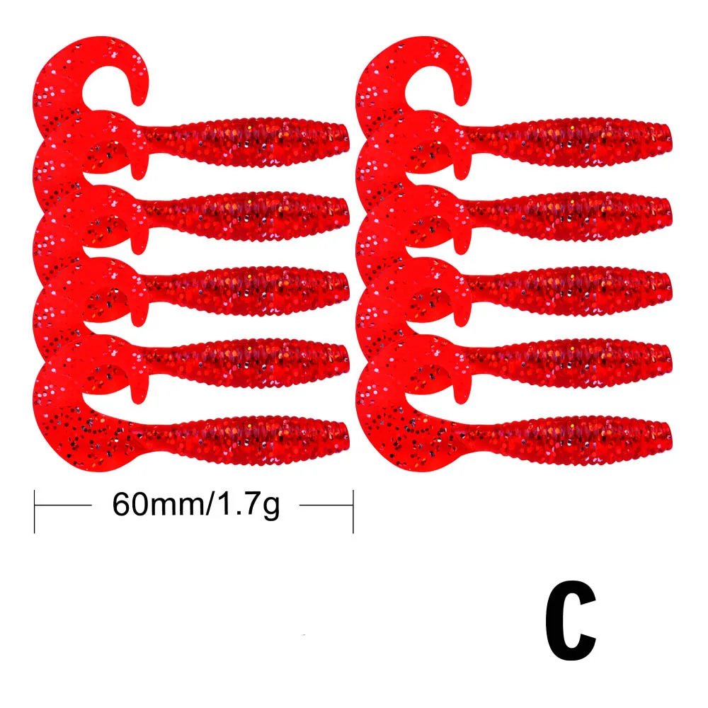 Peche мягкие приманки для рыбалки, мягкие рыболовные приманки-воблеры для ловля джиг-головки силиконовые искусственные черви наживка isca Pesca 60 мм 1,6 г 10 шт