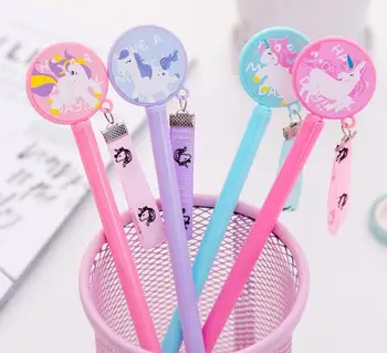 

24pcs Korea Unicorn Lollipop Colorful Novelty Black Gel Ink Writing Pens Office Study Materials Kids Birthday Party Gift Favor
