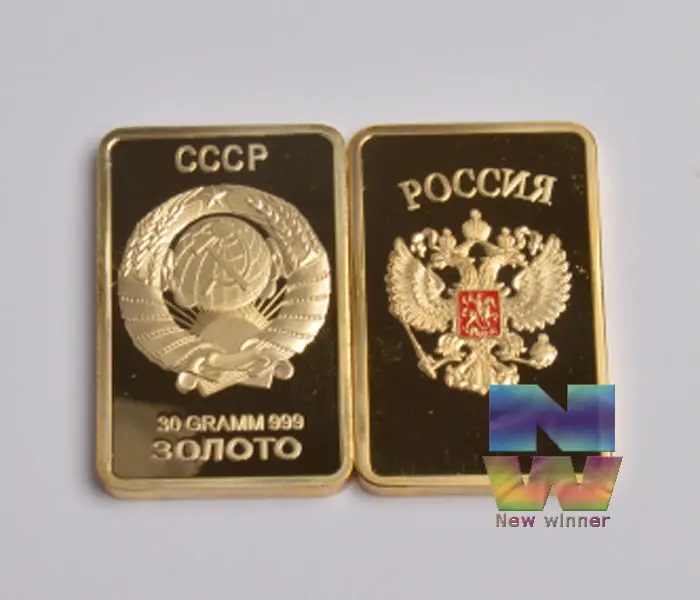 

5pcs/lot 1oz CCCP Russian replica Gold Clad bars Soviet Russian Challenge Bullion bar