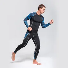 Рашгард мужское термобелье/термомайка+ термобелье 2 шт спортивный костюм для мужчин фитнес впитывает влагу быстросохнущая мужская одежда