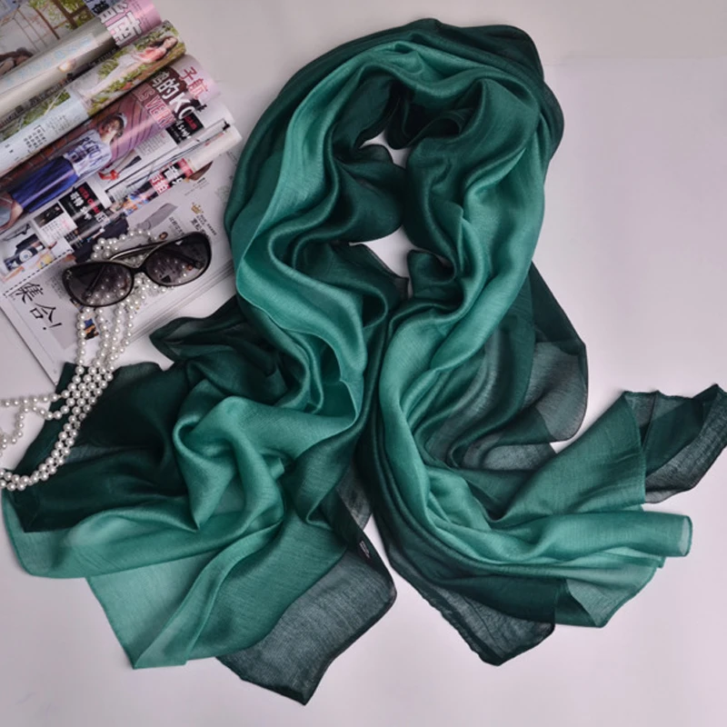 

New Arrival Nice Scarves & Wraps Silk Modal Scarf Shawl Gradient Color Woman Ladies Spring Neckerchief