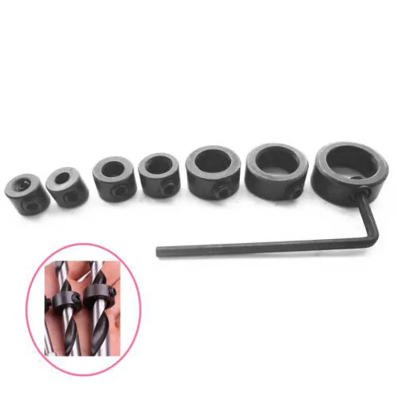 

7x 3-12mm Woodworking Drill Bit Depth Stop Collars Ring Positioner Drill Locator Power Tool Accessories