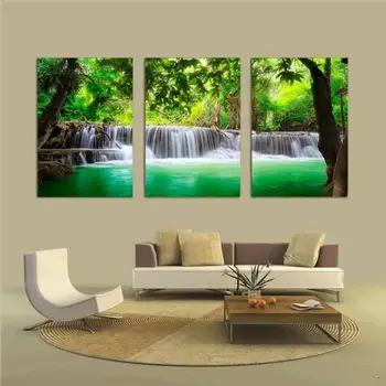 

Framed Printed Green Tropical Waterfall Painting Children S Room Decor Print Poster Picture Canvas Free Shipping Ga1191